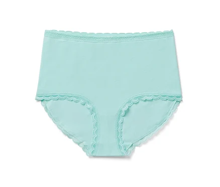 Türkise Highwaist-Panty »light-shaping« mit Spitzenrand.