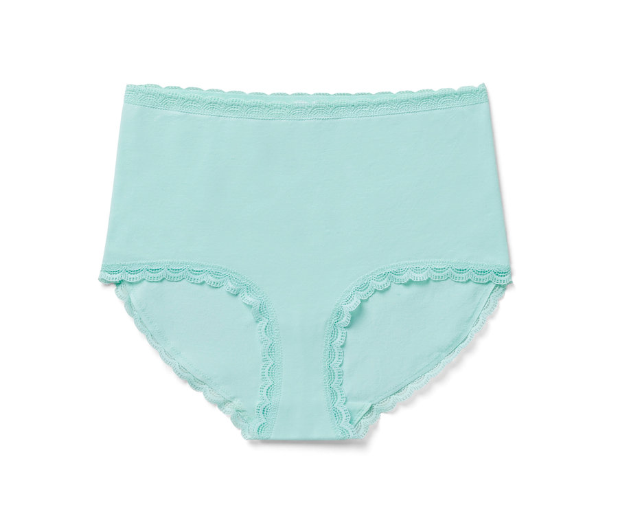 Türkise Highwaist-Panty »light-shaping« mit Spitzenrand.