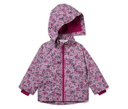Blumige Kapuzenjacke auf weißem Hintergrund.