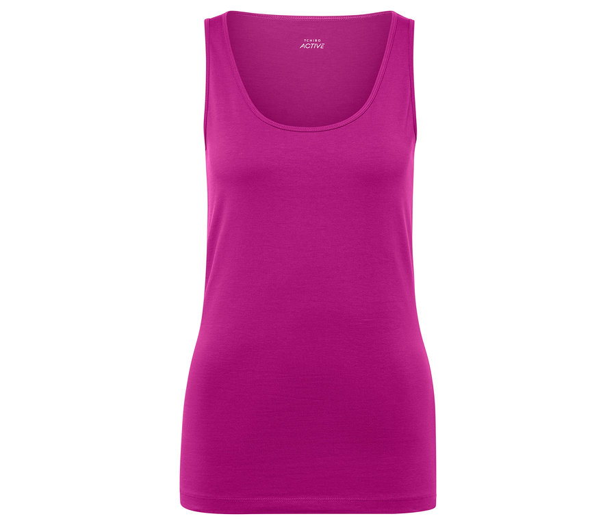 Detailansicht eines violetten Damen-Tanktops.