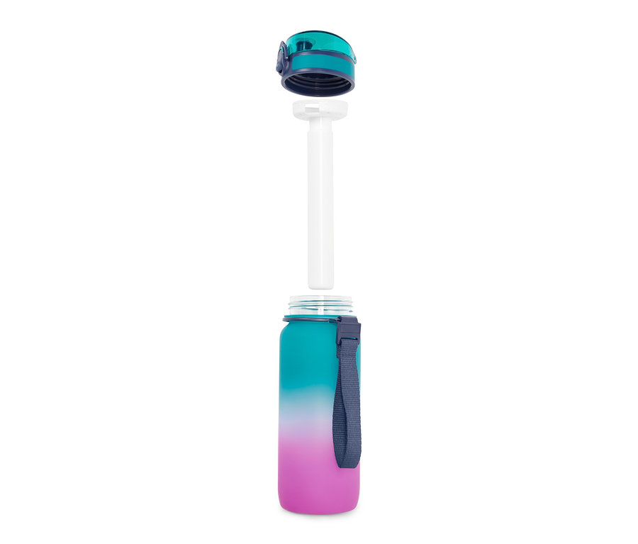 Zerlegte Trinkflasche mit Kühlakku.