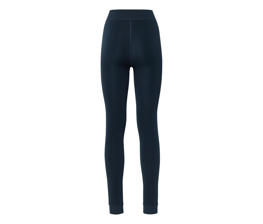 Dunkelblaue Leggings mit hohem Bund, Rückansicht.