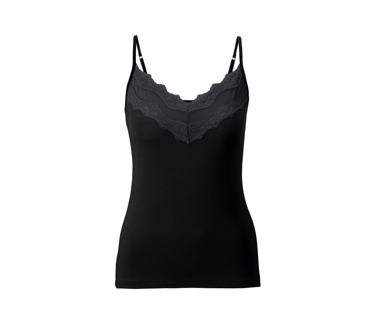 Schwarzes Hemdchen mit Spitze.