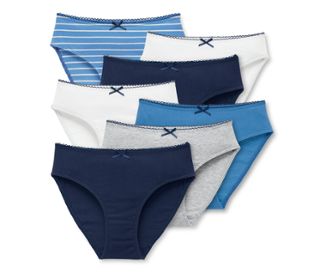 1x blau, 1x grau meliert, 1x blau-weiss gestreift, 2x weiss, 2x dunkelblau
