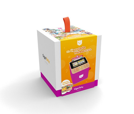 Verpackung der exklusiven lila Tigerbox Touch.