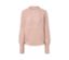 Roséfarbener Grobstrickpullover.