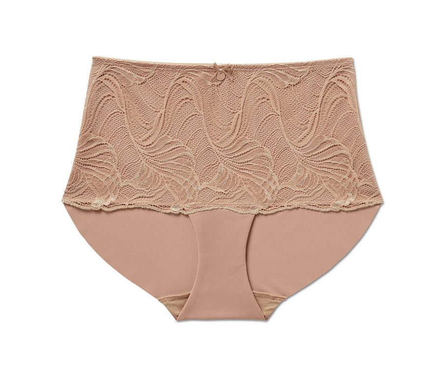 Beige Highwaist-Panty »light-shaping« auf weißem Hintergrund.