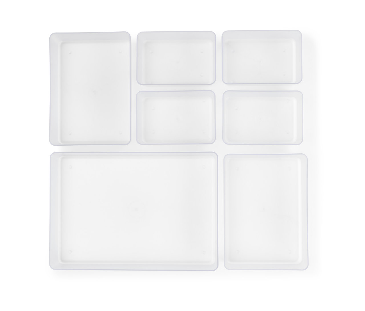 Draufsicht eines Schubladen-Organizer-Sets.