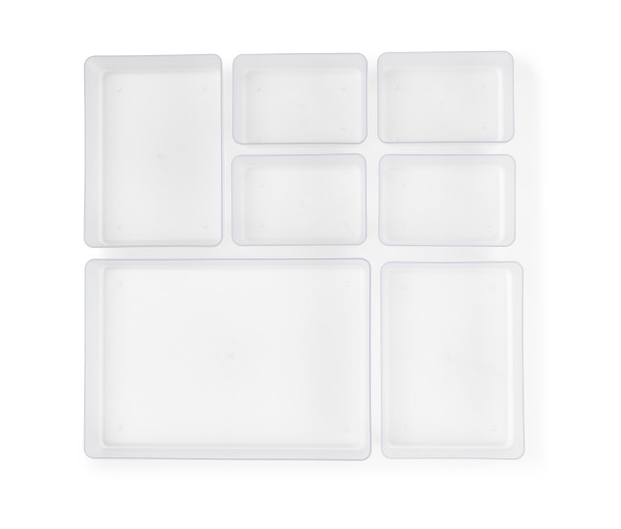 Draufsicht eines Schubladen-Organizer-Sets.