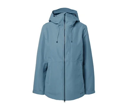 Hellblaue Funktions-Outdoorjacke mit Kapuze.