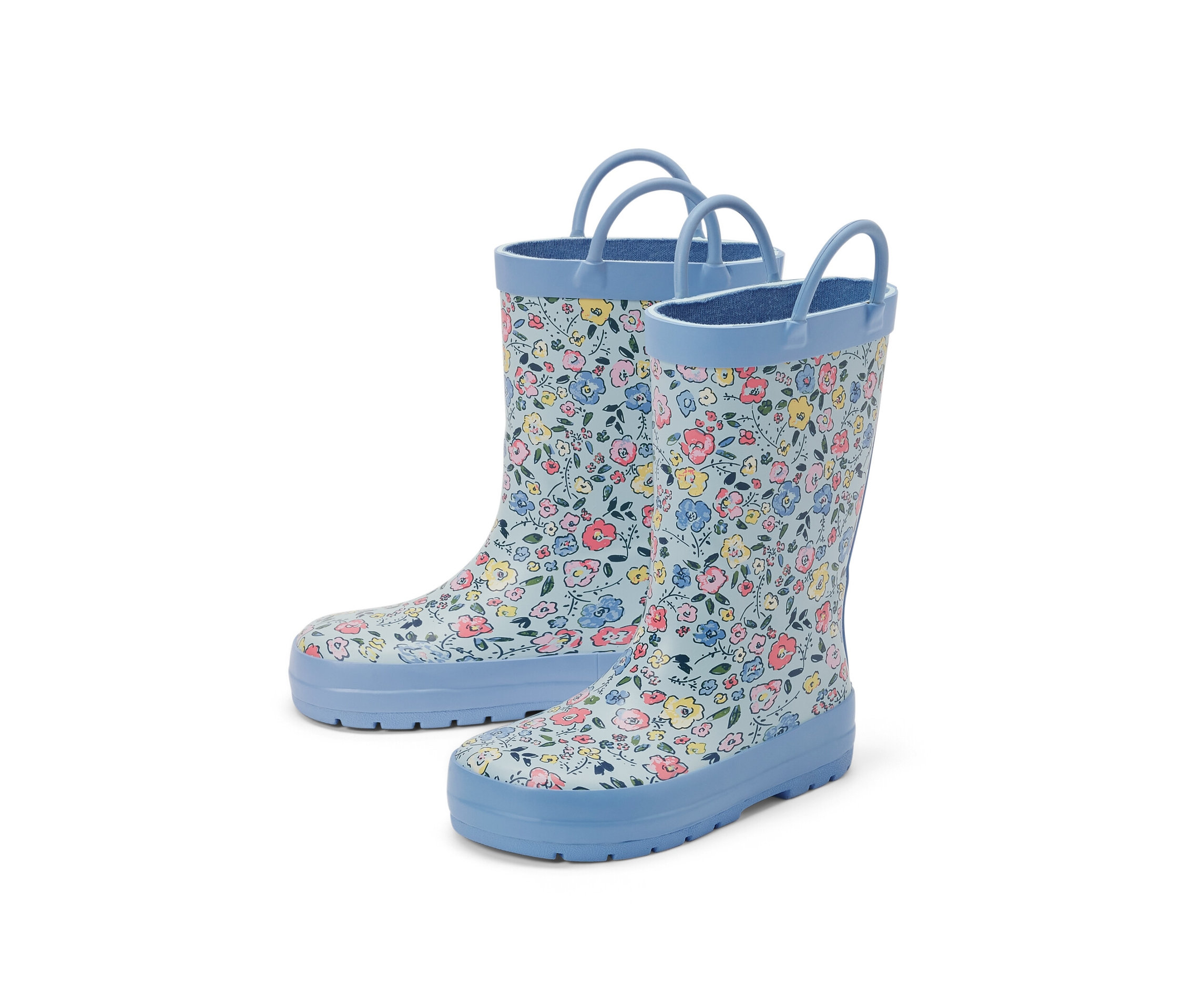 Kinder-Regenstiefel mit Blumen.