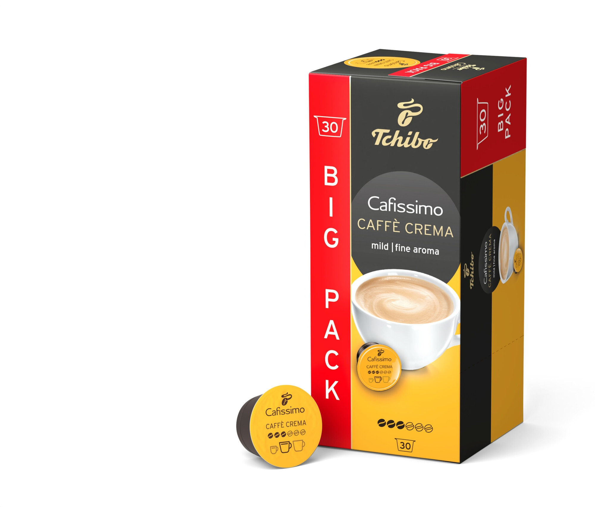 Packung Cafissimo Caffè Crema mild mit 30 Kapseln.