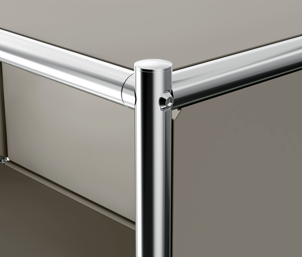 Detailansicht Rollcontainer Metall »CN3« mit 3 Schubladen, hellgrau.