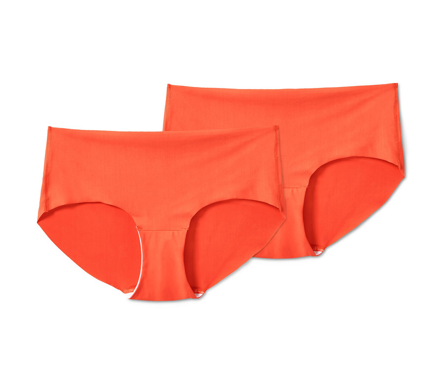 Zwei orangefarbene Magic-Cut-Pantys.