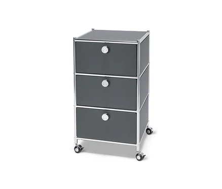 Grauer Rollcontainer »CN3« mit 3 Schubladen.