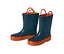 Blau mit orangefarbenen Details