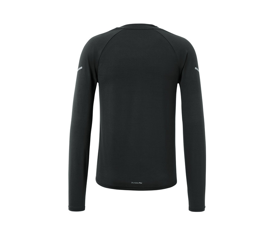 Schwarzes Langarm-Funktionsshirt von hinten.