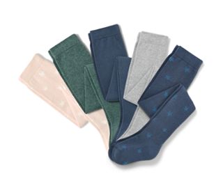 1x blauer Sternen-Alloverprint, 1x garu meliert, 1x hellrosa mit Sternen-Alloverprint, 1x khaki, 1x mittelblau