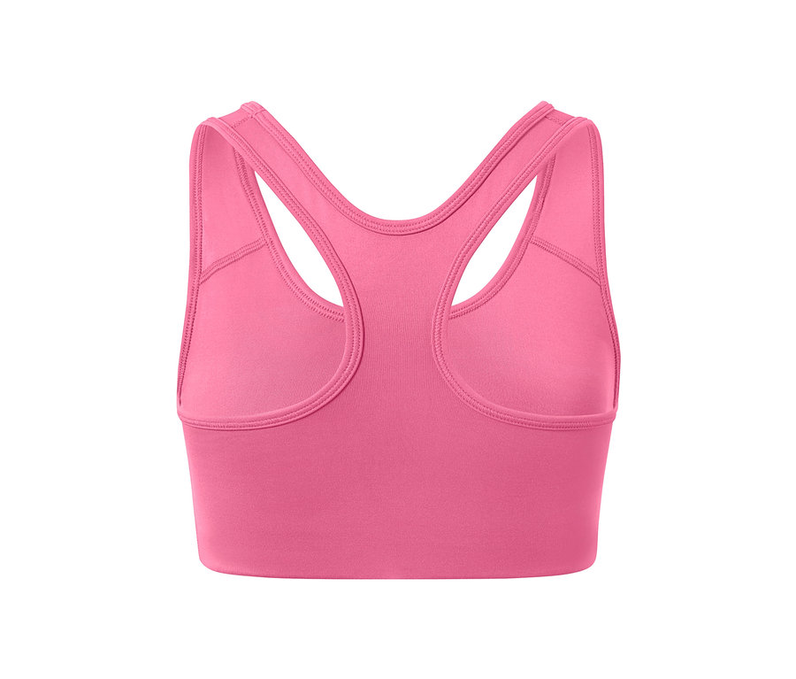 Detailansicht der Rückseite eines pinken Sport-Bustiers aus einem 2er-Set.