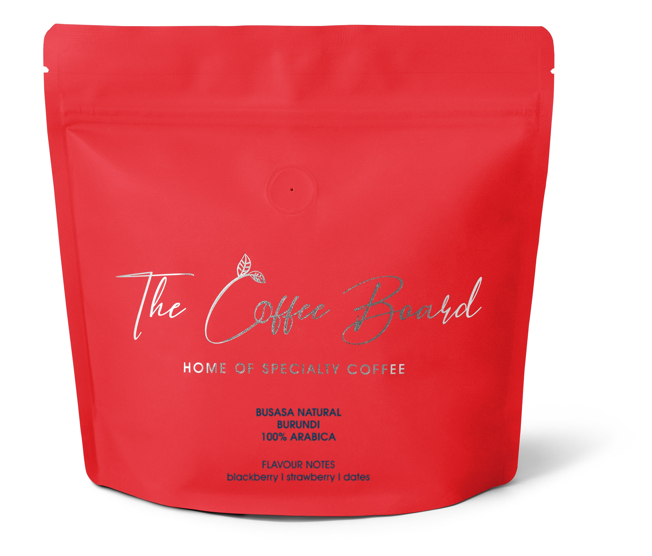 Eine rote Packung The Coffee Board - Busasa Natural Omni-Roast - 350 g Ganze Bohne.