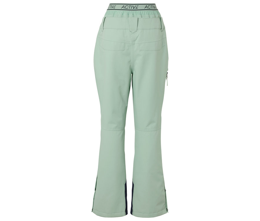 Hellgrüne Skihose mit ACTIVE-Schriftzug am Bund.