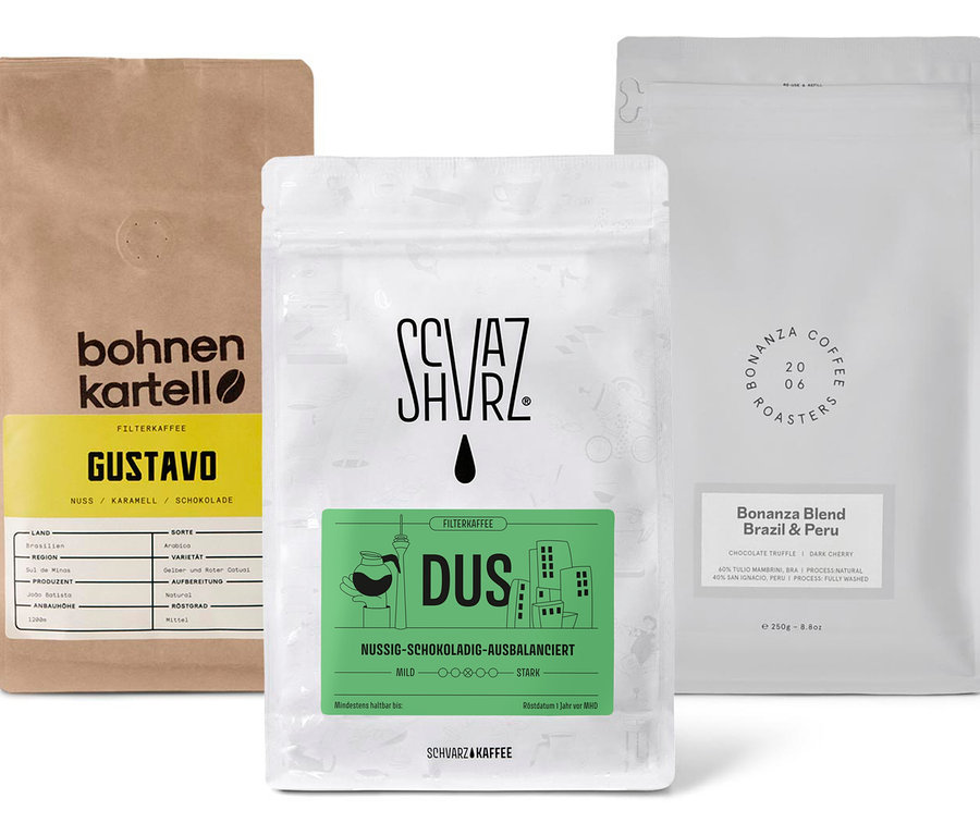 Filterkaffee Probierset "Dreierpack schokoladig" - 3x 250 g Ganze Bohne