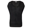 Schwarzes, leichtes Strickshirt mit V-Ausschnitt, kurzen Ärmeln und geripptem Saum.