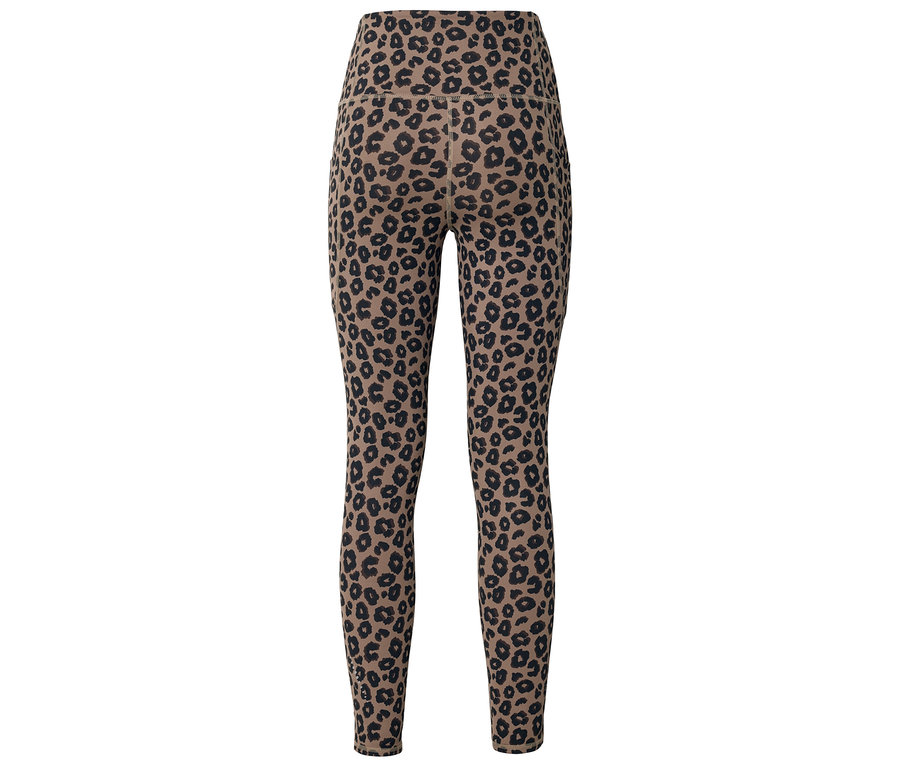 Von hinten gesehene Leggings mit hohem Bund und Leopardenmuster.