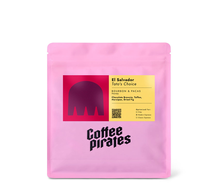 Eine Packung Coffee Pirates – El Salvador Tato´s Choice Espresso – 250 g Ganze Bohne.