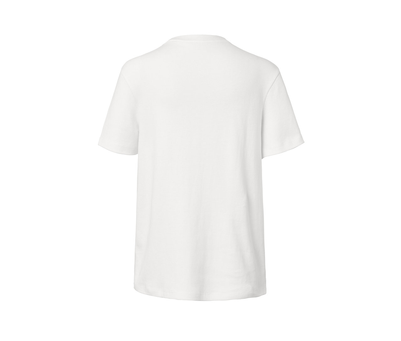 Detailansicht eines weißen T-Shirts mit Stickerei.