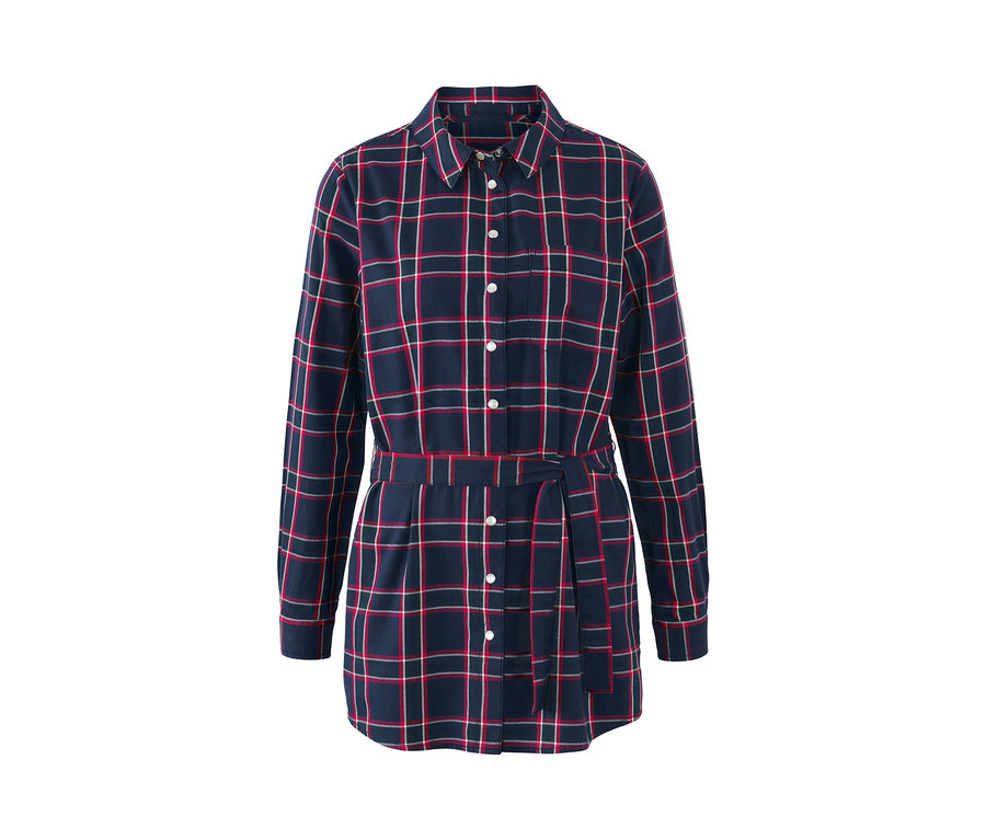 Karierte Longbluse aus Baumwoll-Flanell.