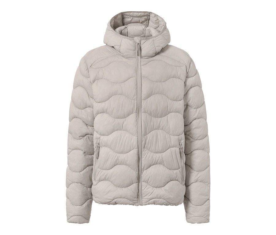 Beige Steppjacke.