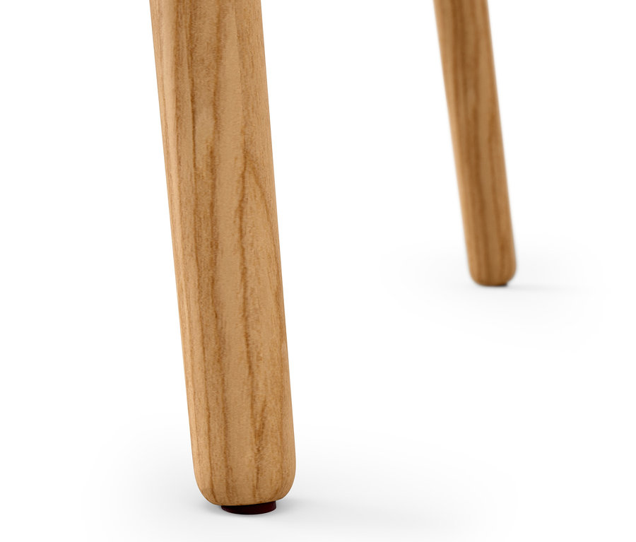 Detail von zwei Beinen eines klappbaren Esstisches auf weißem Hintergrund.