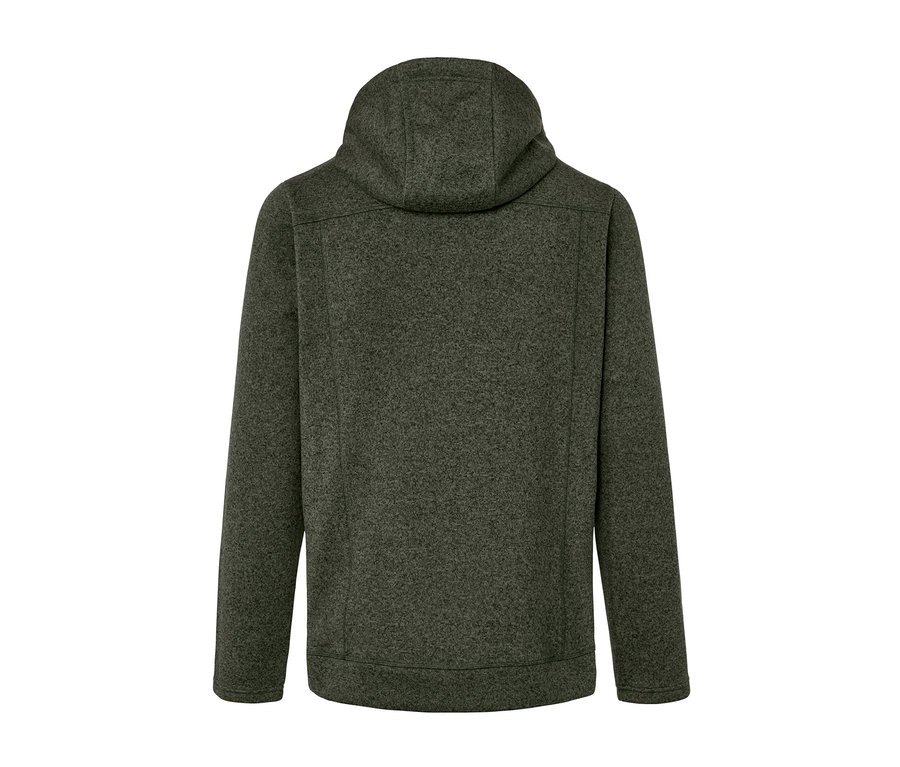 Rückansicht einer Strickfleece-Jacke.