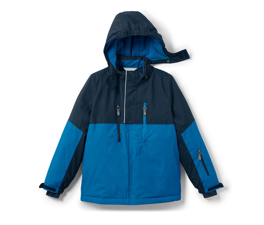 Kinder-Skijacke in Blau und Dunkelblau.