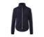Marineblaue Teddyfleece-Jacke mit Reißverschluss in der Mitte.