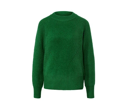 Grüner Strickpullover.