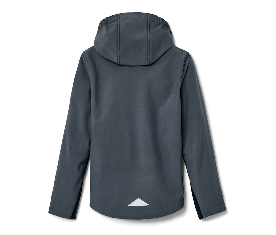 Rückansicht einer Kinder-Softshelljacke.