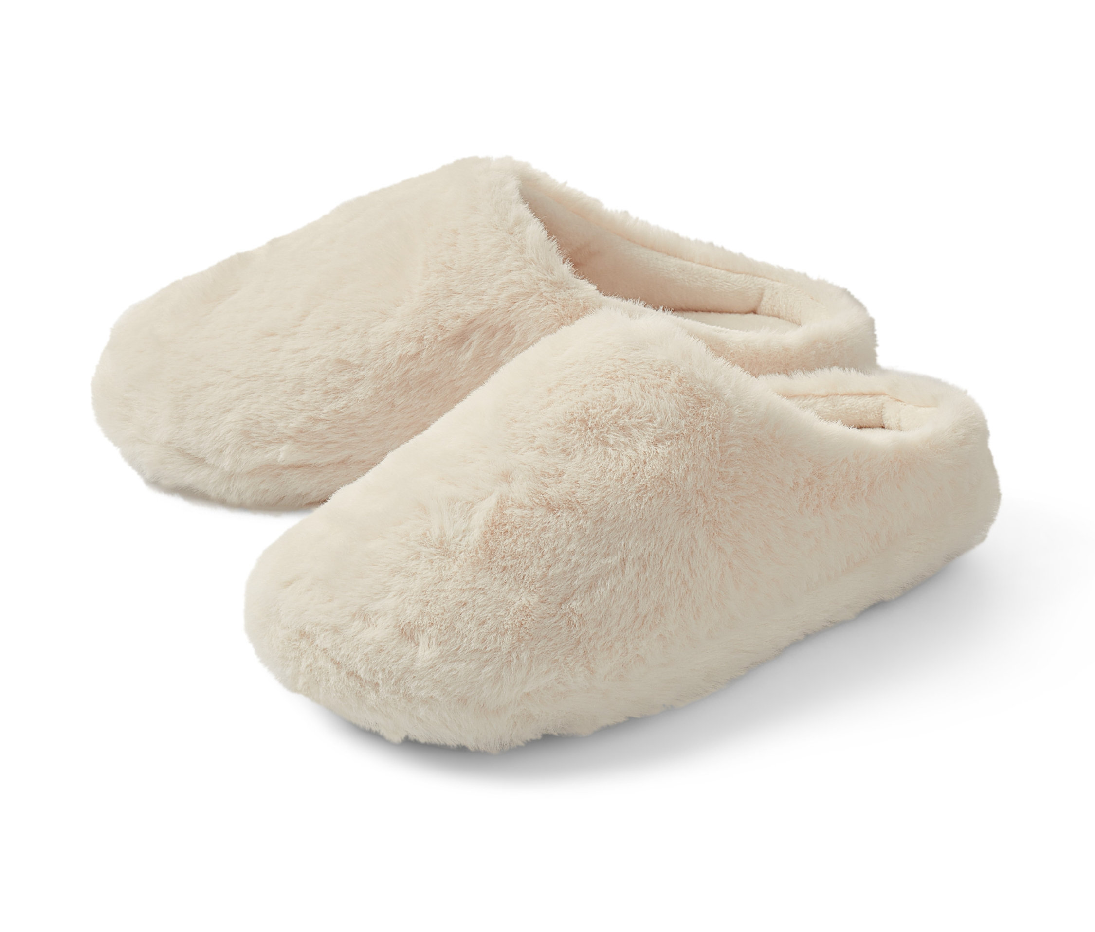 Zwei Paar Kinder-Hausschuhe aus Kunstfell.