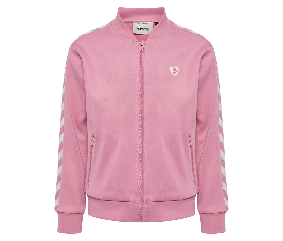 Rosa HUMMEL HMLJR Archive Reg Poly Zip Jacket mit Reißverschluss in der Mitte.