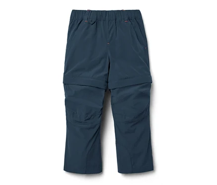 Blaue Kleinkinder-Funktionshose auf weißem Hintergrund.