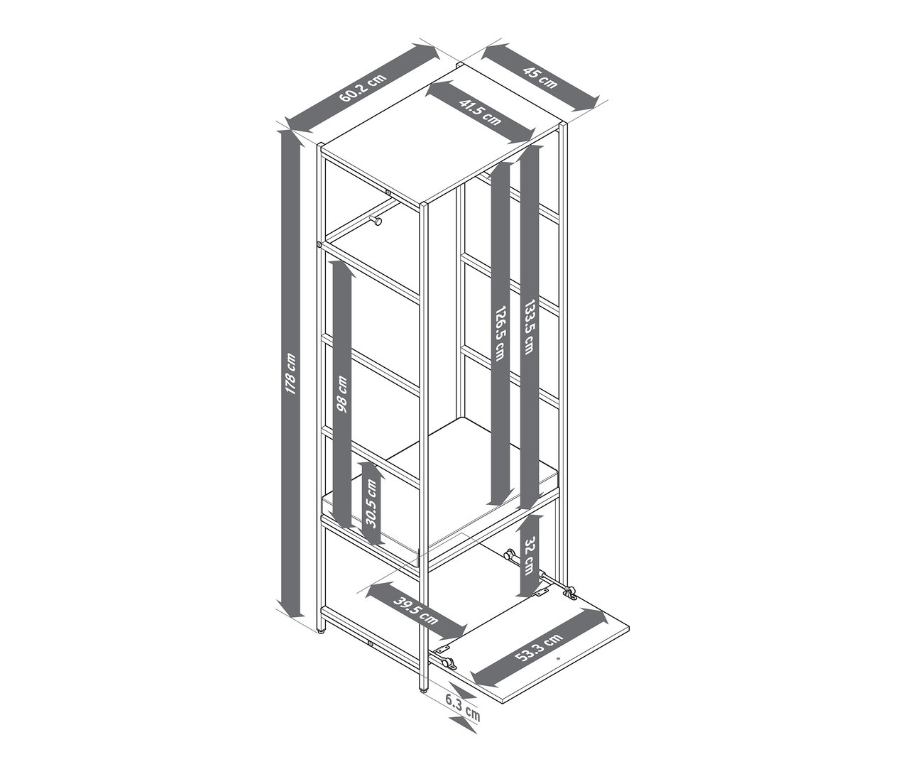 Draufsicht einer Garderobe »GRADE« mit Sitzbank und Polster, mit Maßangaben versehen.