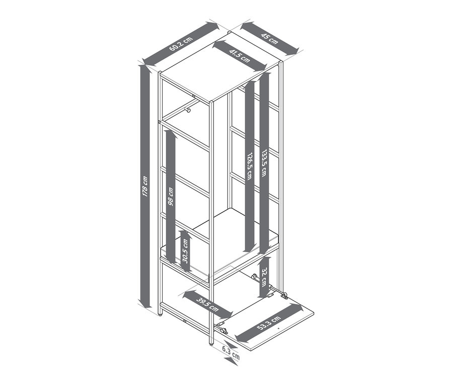 Draufsicht einer Garderobe »GRADE« mit Sitzbank und Polster, mit Maßangaben versehen.