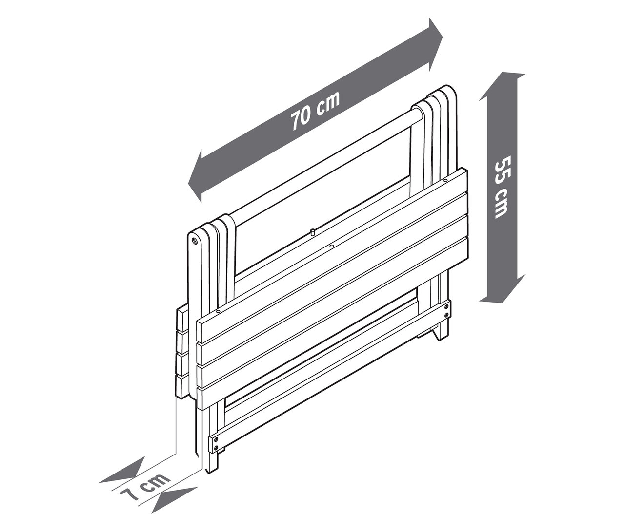 Zusammengeklapptes Garten-Lounge-Set mit Premium-Kissen, 4-teilig, mit Maßangaben.