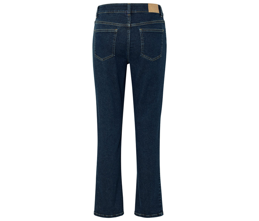 Nahaufnahme der Rückseite einer dunkelblauen Jeans.