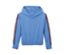 Ein hellblauer Cropped-Hoodie mit Streifen an den Ärmeln.