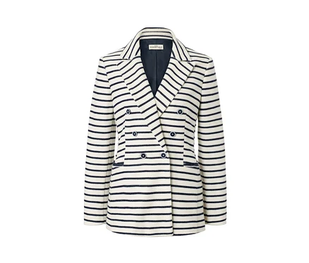 Gestreifter Sweatblazer mit Reverskragen und Knöpfen.