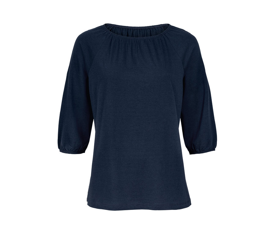 Dunkelblaues Shirt mit 3/4-Arm.