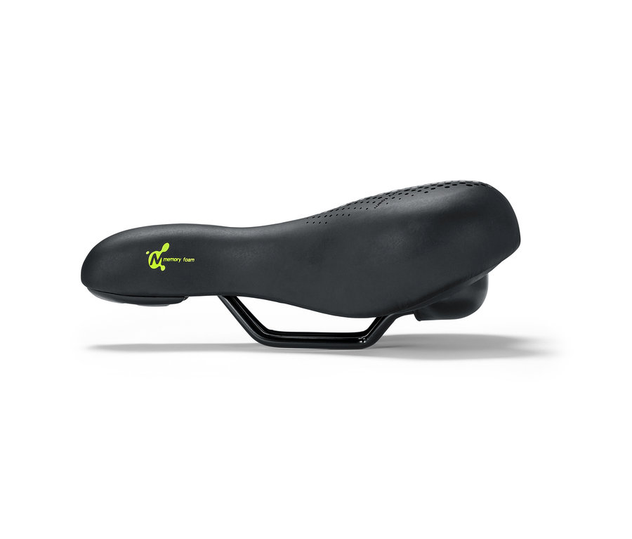 Schwarzer Komfort-Fahrradsattel mit Memory-Foam.