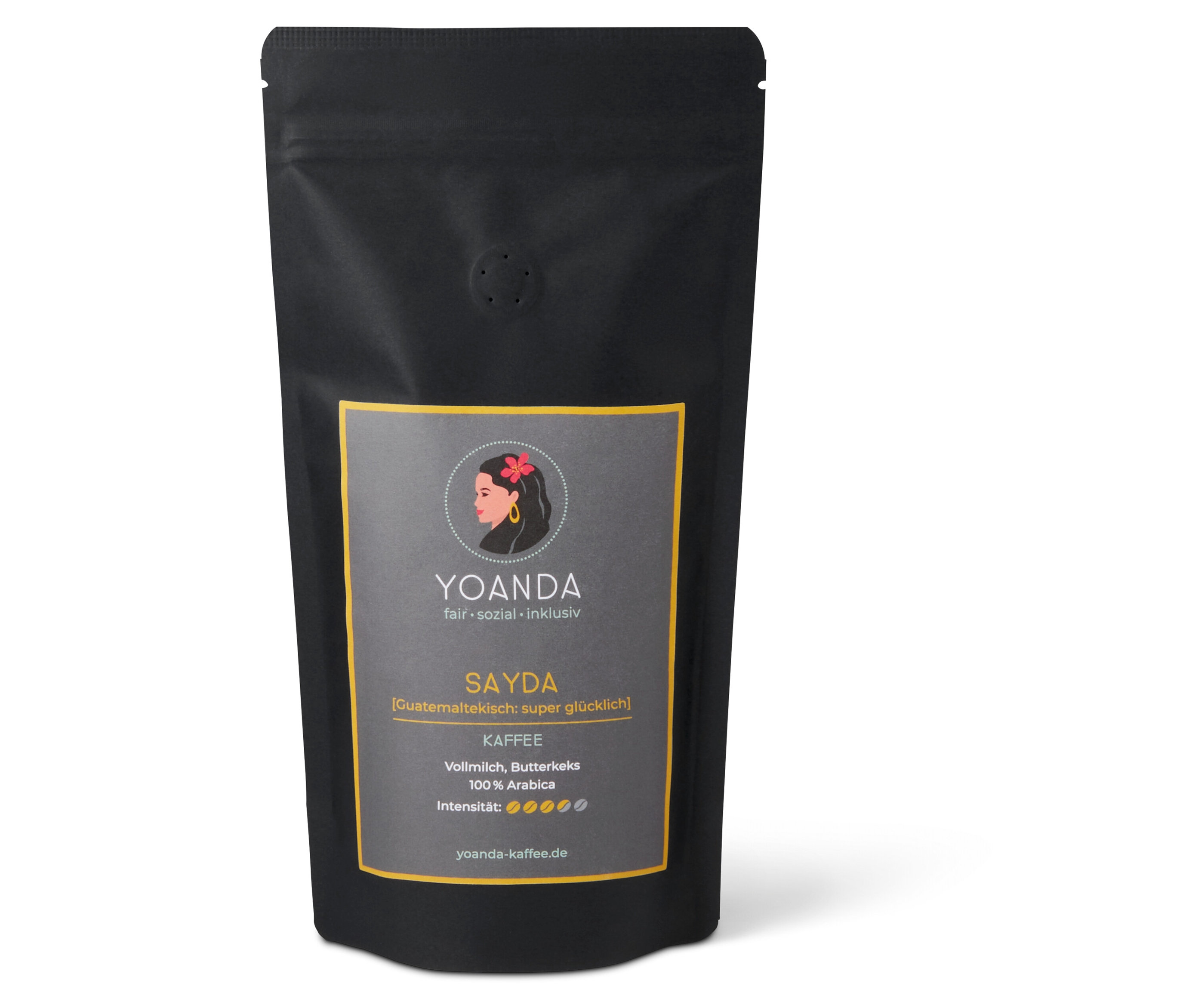 Schwarze Packung Yoanda - Sayda Filterkaffee - 250 g Ganze Bohne.